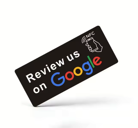 Black slim on-metal Google review NFC sticker